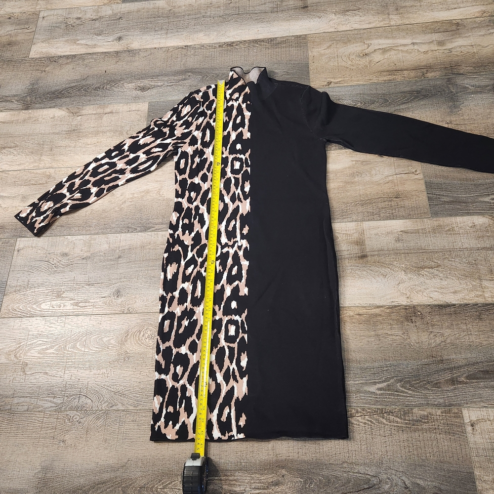 Bar III Black and Animal Print Long Sleeve Dress SIZE: Large - Picture 5 of 7